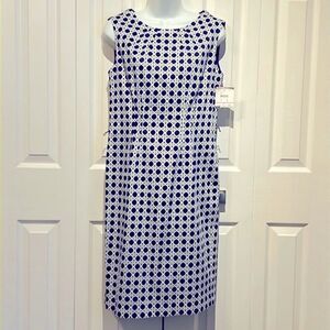 Anne Klein Blue/White Sleeveless A-Line Dress Size‎ 6 NWT